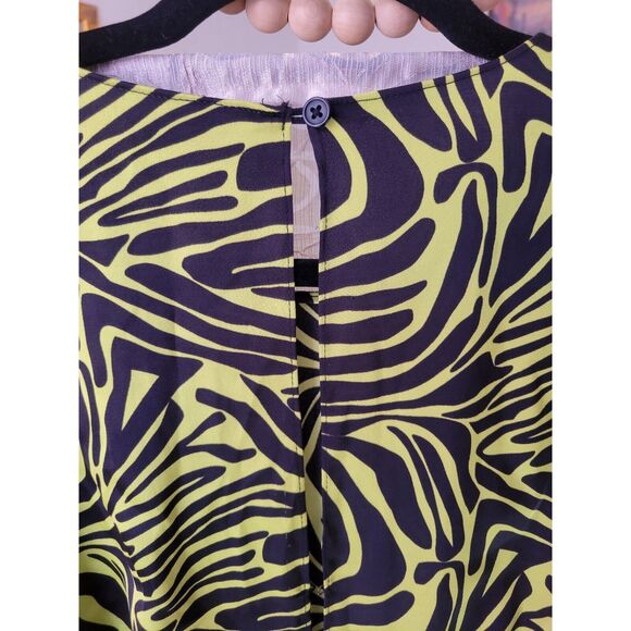 Rent the runway size 4 low cut ronny kobo zebra print green dress ruffle animal - Picture 9 of 9